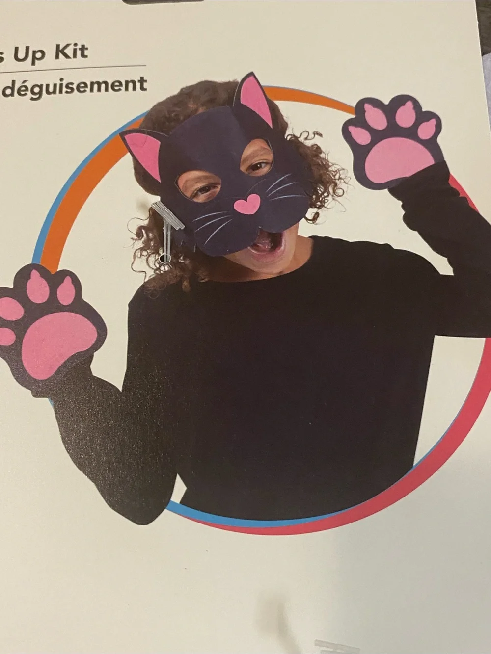 Kids Black and Pink Cat Dress-Up Mask Set